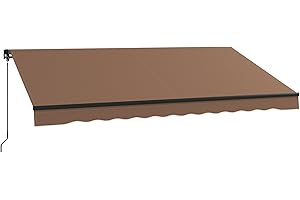 Outsunny 12ft Retractable Awning, Patio Awning Sunshade Shelter for Deck