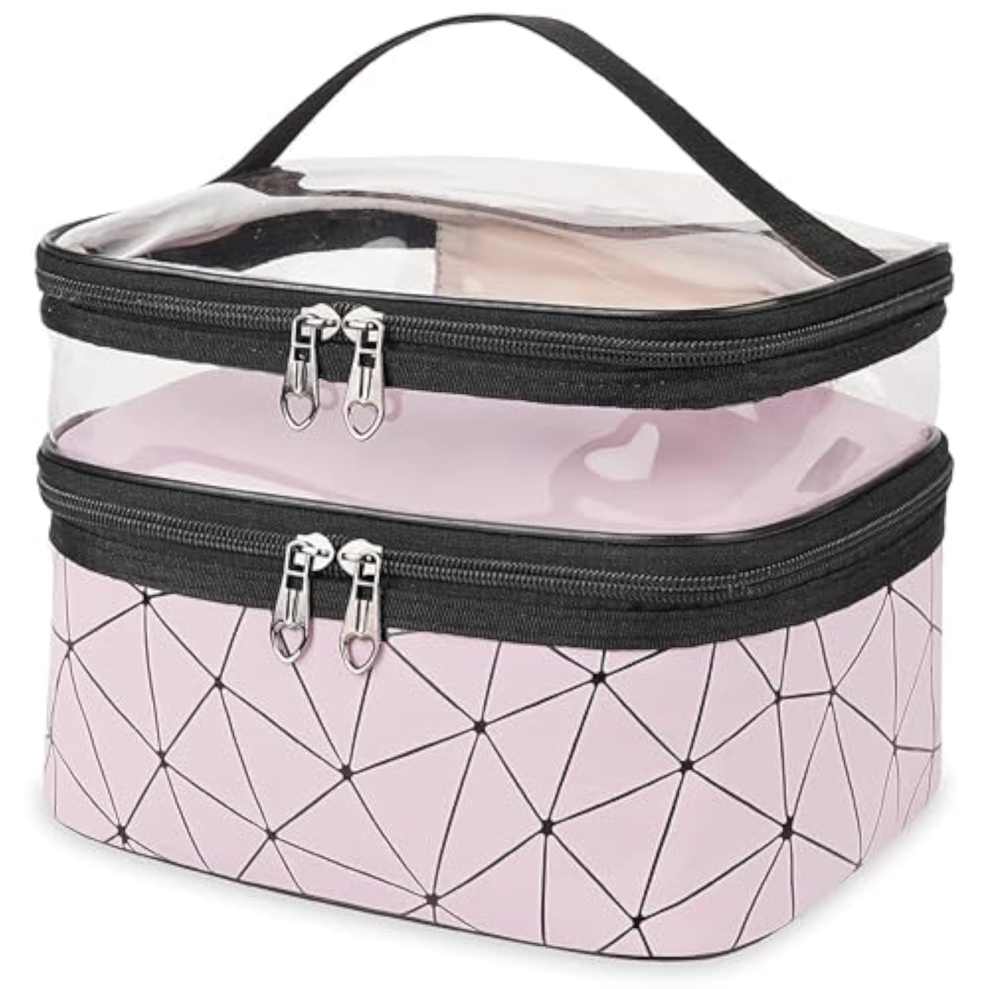 Women's Double Layer Travel Cosmetic Organizer Makeup Bag