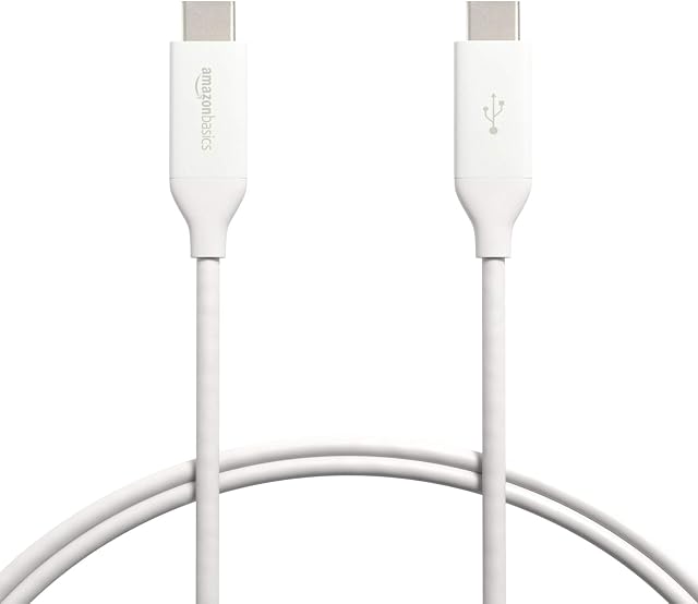 Amazon Basics 100 W USB-C to USB-C 3.1 Gen 1 Cable with Power Delivery - 91.5 cm, White