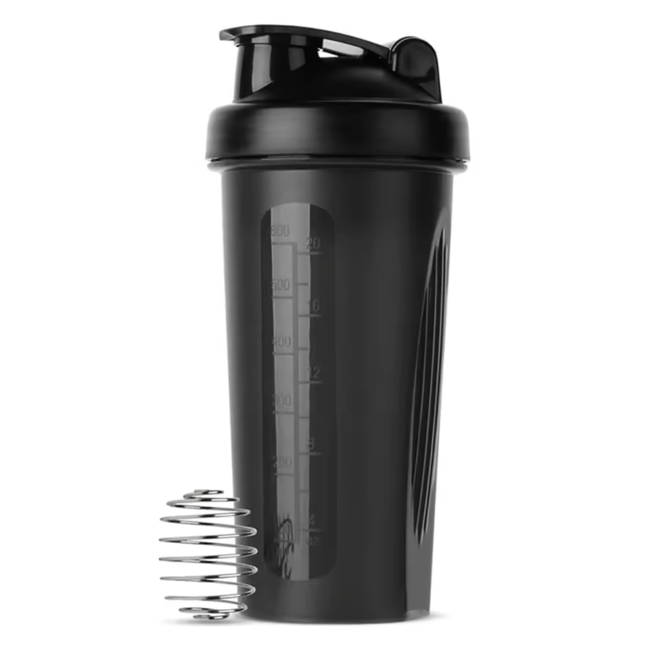 Crazy Diy LTD Protein Shaker Bottle, 600ml Capacity, with Mixing Ball, Black