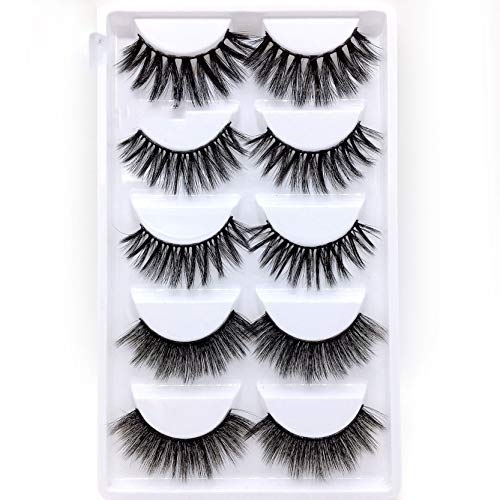 5 Pairs Mixed Style 3D Soft Mink Hair False Eyelashes Fluffy Wispies Handmade Thick Lashes Makeup Style 01(Mixed 3 Styles)