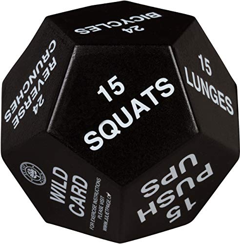 Juliet Paige Exercise Dice for Home Fitness, Workouts, WOD, Cardio, HIIT, and Sports - 3 inch in Diameter (Green, White, and Red)