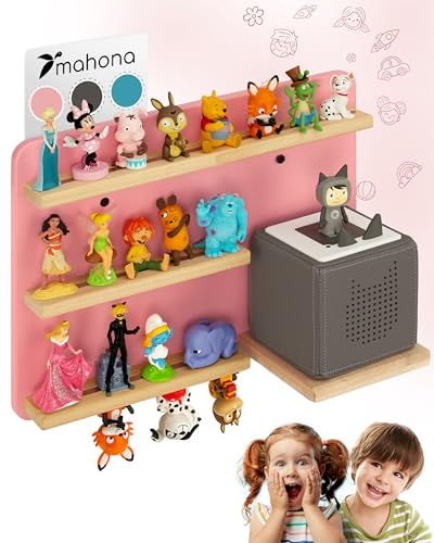mahona Tonie Regal - kompatibel mit Toniebox & Tonie Figuren Aufbewahrung - Platz für bis zu 27 Figuren - Toniebox Regal Mädchen & Junge - Wandregal Kinderzimmer - Zubehör für Toniebox Starterset