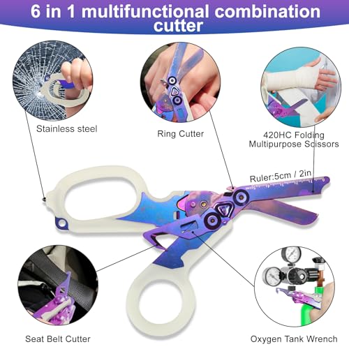 Image of 6-in-1 Heavy-Duty Emergency trauma shears|Folding Emergency Shears| | Multifunctional Life-Saving Tool|Suitable for Emergency Rescue|Outdoor Exploration|DIY Construction and Maintenance|