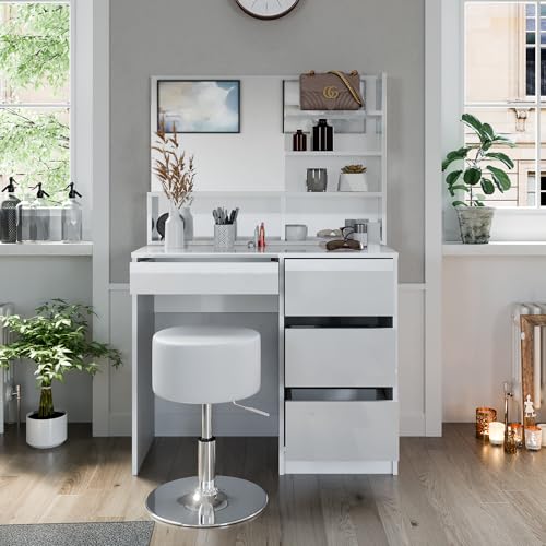 Vicco Tavolo Da Toeletta Bianco 40 Cm Con Sgabello - 5