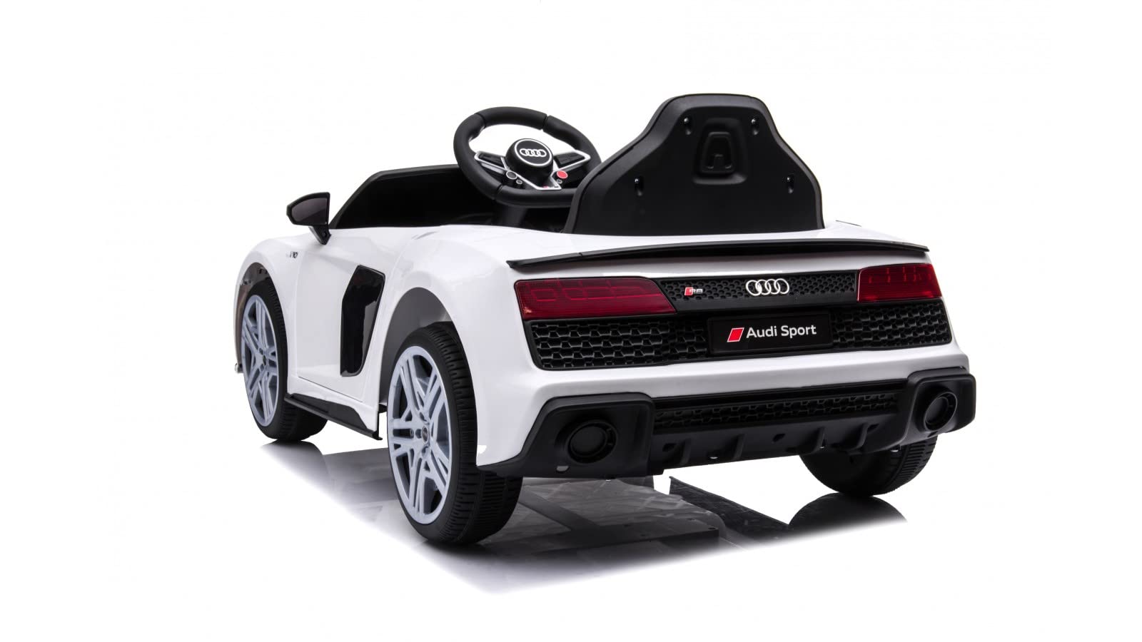TOYSCAR Auto Macchina Elettrica 12V New Audi R8 Spyder per Bambini LED MP3 con Telecomando Sedile in Pelle Bianca