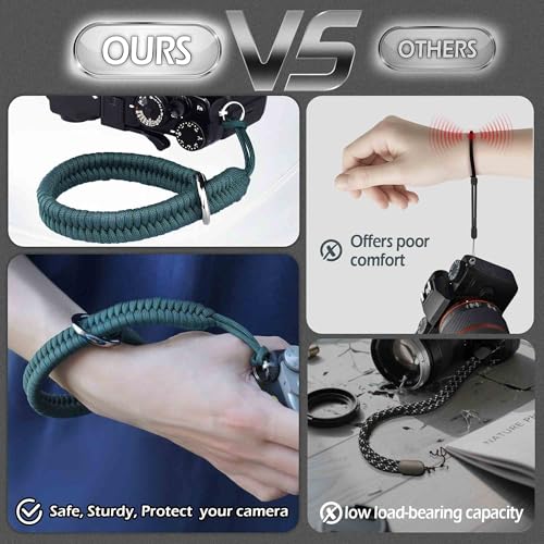 Image of Paracord Camera Wrist Strap Lanyard-Quick Release for DSLR Mirrorless | Turquoise Adjustable wrist size,High-strength paracord material,lightweight 1.16oz,secure metal clasp,Fits Canon Nikon Sony