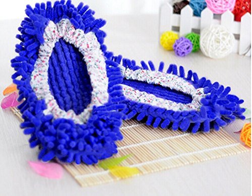 Godhl 1 paire Cute poussière Balai Chaussons Chaussures Nettoyant pour sol facile à nettoyer Cuisine de bureau (Bleu)