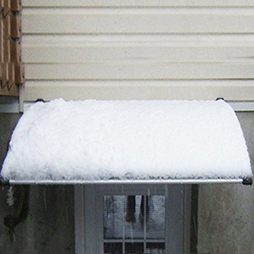 Tejadillo de protección Marquesina para Puertas,tejado de Puerta a Dos Aguas con policarbonato, Marco de Aluminio y Soporte de PP, protección contra la Lluvia(100 * 100 cm (Blanco))