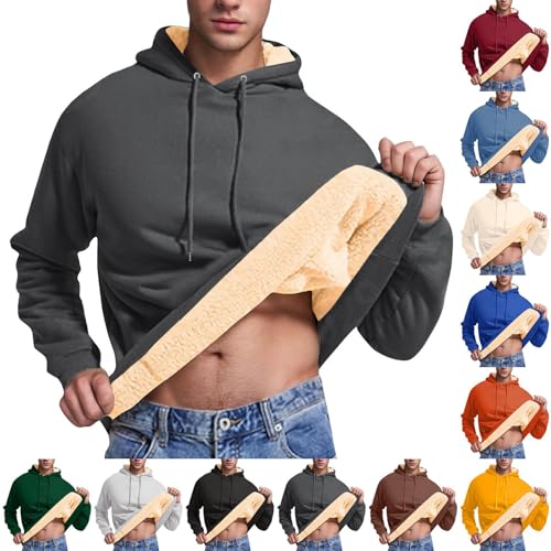 Men's Sherpa Hoodie Casual Heavyweight Fleece Lined Hoodie Thick Winter Thermal Pullover Hooded Sweatshirt