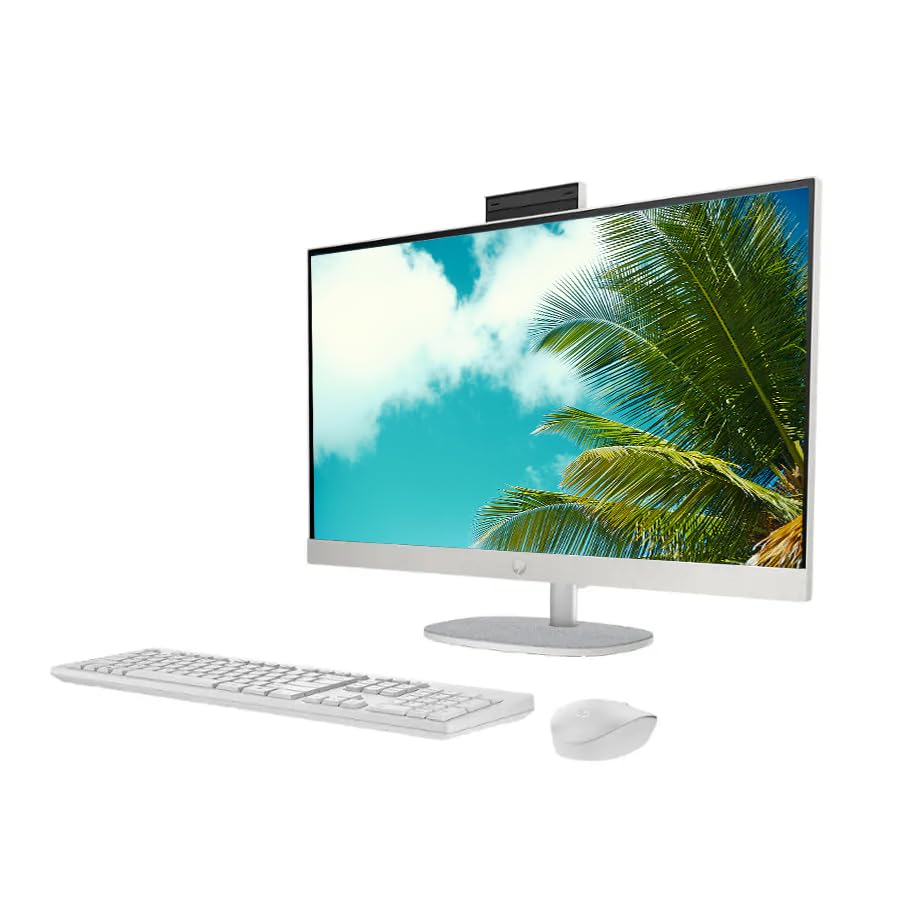 Image of Customized Desktop Computer, Created Using HP 27 inch FHD All-in-One Desktop Computer, Intel 12-Core Ultra 7 155U Processor, 8GB /16GB /32GB /64GB RAM, 256GB /512GB /1TB /2TB SSD, Windows 11, White