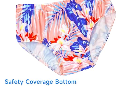 Image of Girls Tankini Swimsuit UPF50+ Ruffle 2 Piece Bathing Suit Full Coverage Kids Swimwear Ages 2-14 Years