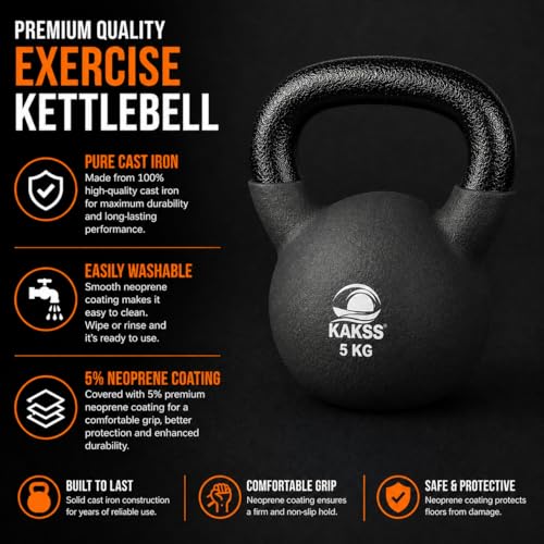 Image of Kakss Half Coating Neoprene Kettlebell (BLK, 5KG)