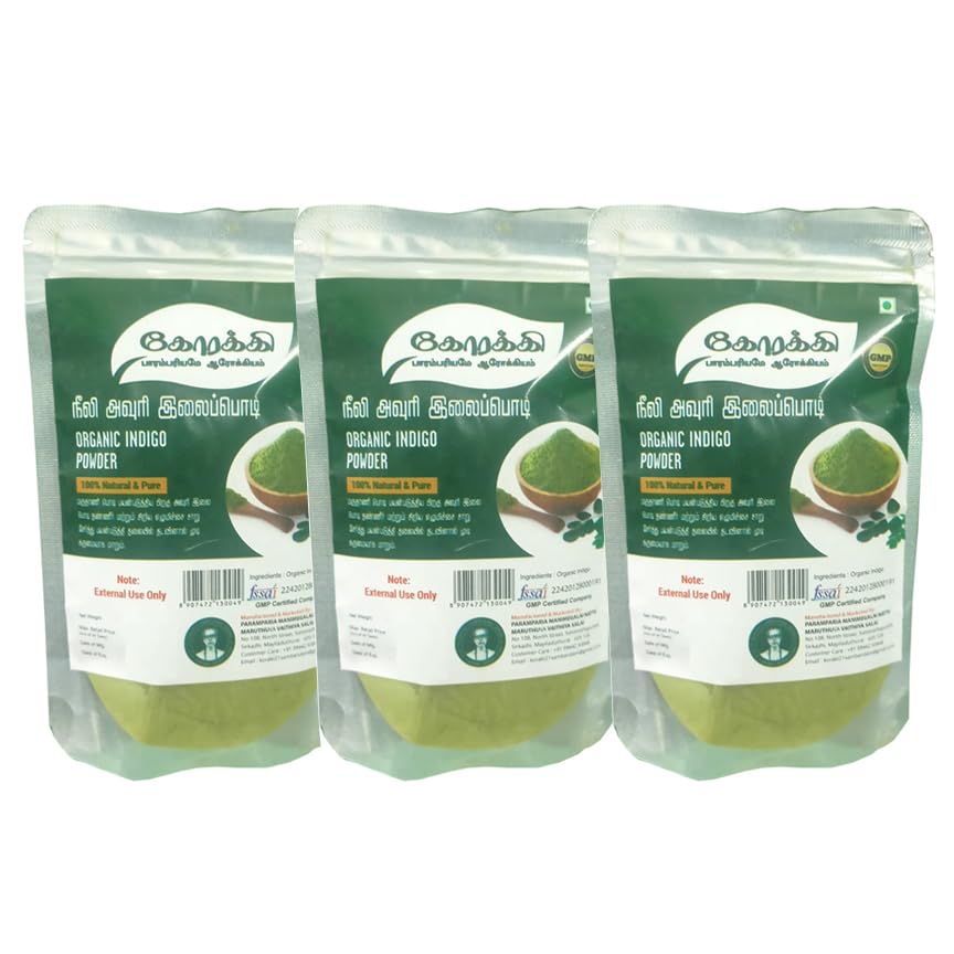 Korakki Organic Indigo Powder/Neeli Avuri Leaf Powder - 50gm (Pack of 3)-image-5