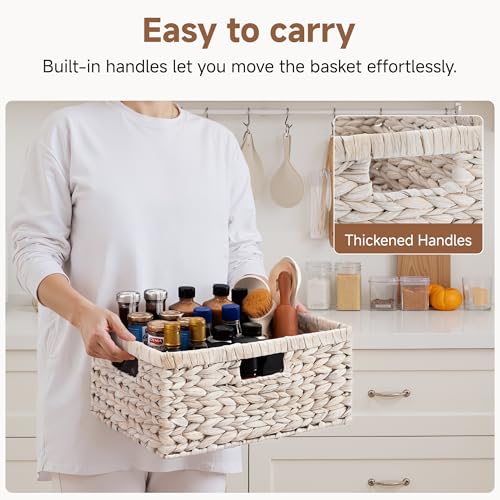 Image of StorageWorks Pantry Baskets, Water Hyacinth White Wicker Baskets, 1-Pack
