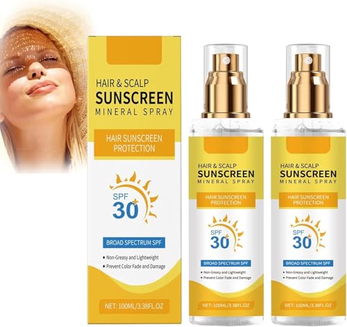 2PC Spray protector solar para cabello y cueros cabelludo | Bruma protectora para cabello SPF30 | Spray protectors solars protección UV | Protector solar corporal playa previene sequedad capilar piel
