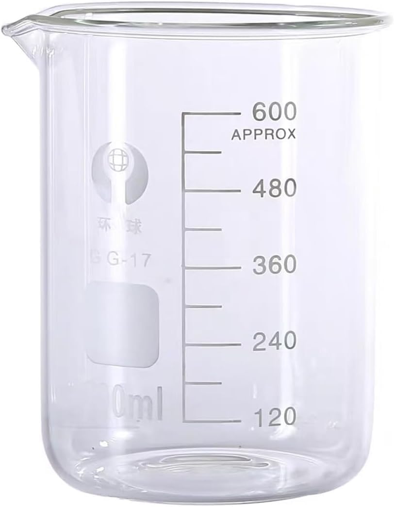 Bicchiere dosatore in vetro resistente alle alte temperature, capacità 5000 ml per uso in laboratorio, ideale per esperimenti scientifici e esigenze di cottura, 1 pezzo
