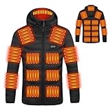 [YIK TUNG] 電熱服 電熱ジャケット23箇所発熱 冬服 メンズ 前後独立 3段階温度調整 USB加熱 ヒーター防寒服 ジャケット メンズ 長袖 フード付き 暖かい 防風 アウトドア防寒対策 無地 暖かい 男女兼用 冬作業服 (L)