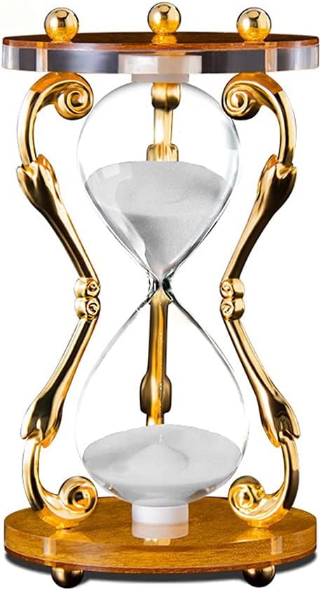 Quality Figurine Time Hourglass 30 Minutes Timer Luxurys Wrought Iron Metal Home Bedroom Living Room Desk Decoration Accessories Ornaments (Color : White)