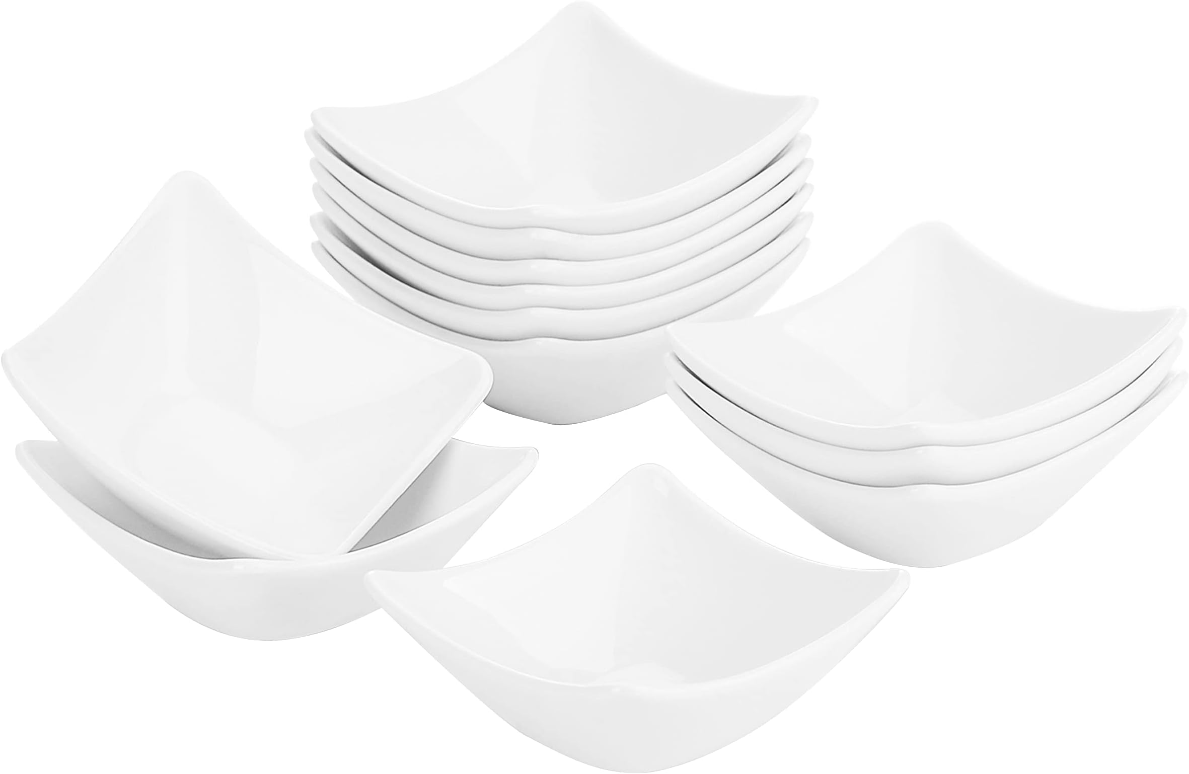 MALACASA 12 Piece 60ML Mini Ramekins Porcelain Dipping Bowls Creme Brulee Ramekins Soufflé Dishes Sauce Dish Baking Dishes for Cake & Pudding & Ice Cream, Oven Safe, Ivory White