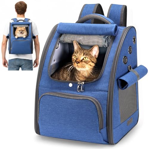 ALLSOPETS Sac à Dos Chat, Sac à Dos Pliable et Respirant pour Chien et Chat avec Rideaux Anti-UV...