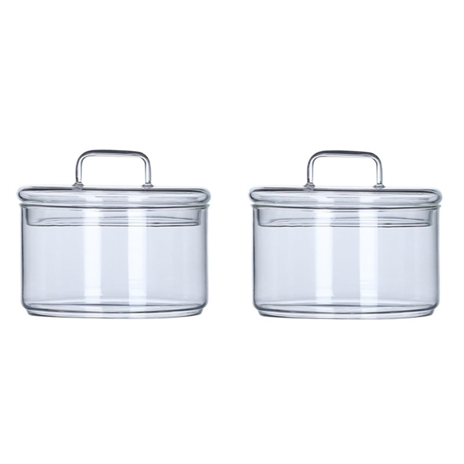 Ensaladeras Cuenco de vidrio resistente al calor con tapa Stackabe, cuencos redondos for ensalada de frutas, contenedor de almacenamiento de alimentos de cocina transparente, 2 uds. Para Cereales, Ens