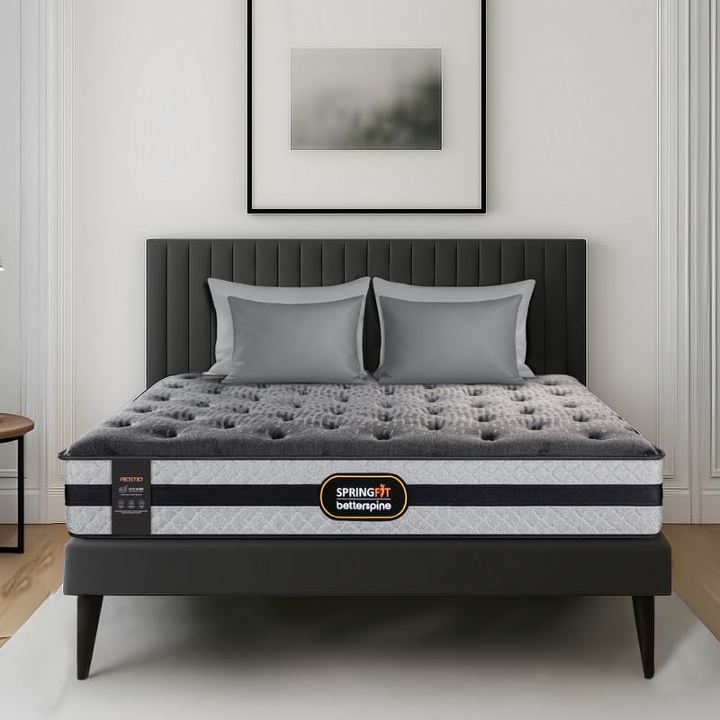 Image of Springfit BetterSpine Restio 8 Inch Orthopedic Memory Foam Mattress | Airflow Transition Foam with 3 Zone Layer Technology Medium Firm Comfort | 5 Years Warranty | Queen Size (72x60x8)