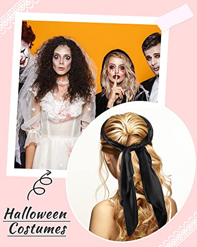 Jecery Scarf Jecery Head Scarf Large Square Neck Scarf Halloween Costume Scarf Satin Handkerchief Retro For Women Man (Black, 35 Inch) #TOP5