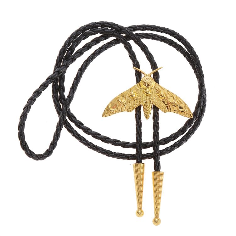 Image of Western Cowboy Bolo tie for Men Women Gold Silver Death Skull Moth Cross Bolo Tie Christmas Deer Rooster Wolf Necktie Gift