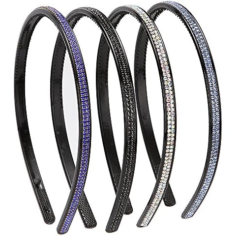 LONEEDY 4 Pack Rhinestone Hairbands Cover