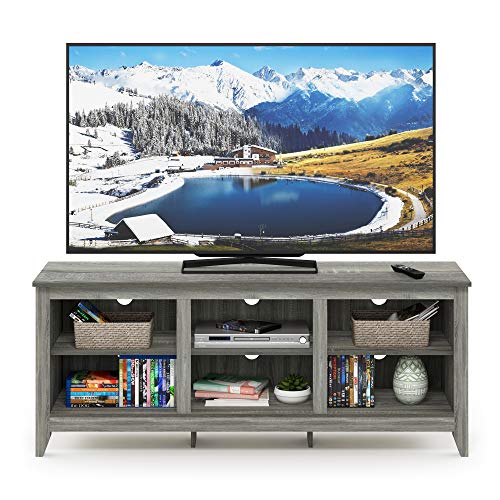 Image of Furinno Jensen TV Stand, TV Entertainment Center with 6 Cube Shelves, TV Console, for TV up to 60 Inch, for Living Room, Bedroom, Grey Oak
