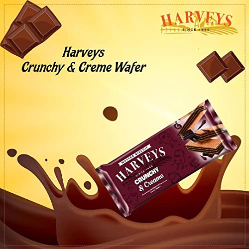 Image of HARVEYS CRUCNHY & CREAMY || WAFERS || BISCUITS || Chocolate, Hazelnut, Strawberry, Vanilla || -Pack of 4 ||150g x 4|| 600g