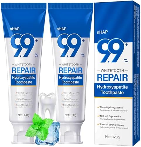 2 Pack Hydroxyapatite Toothpaste, Fluoride Free Nano Hydroxyapatite Toothpaste, Help for Strengthening Enamel