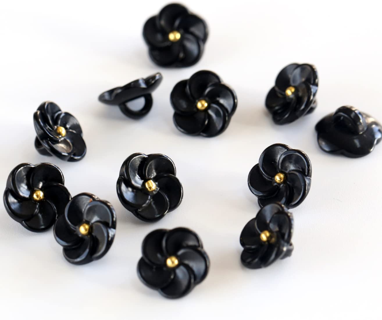 GANSSIA 30pcs Flower Buttons For Sewing - 11.5mm (15/32") Translucent Black, For Crafts & Clothing - View #5