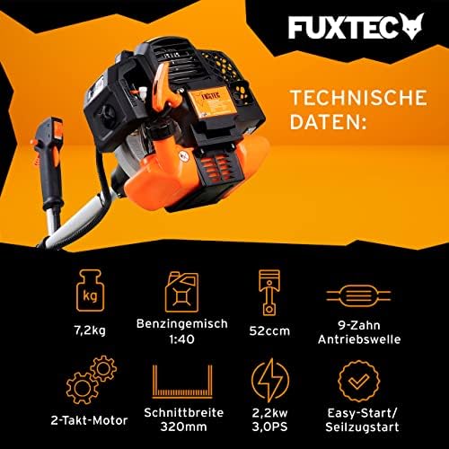 Bild 2 - FUXTEC Benzin Motorsense FX-MS152 mit 52 cc, 2in1 Multitool , Profi-Tragegurt und 3 PS Leistung Trimmer Rasentrimmer Freischneider fs Faden 2-Takt, getestet in der Oberklasse mit Note 1,4 Easy Starter
