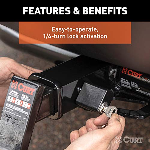 Curt 23024 Trailer Hitch Lock, 1/2-Inch Pin Diameter, 5/8-Inch Adapter, Fits 1-1/4 Or 2-Inch Receiver #TOP4