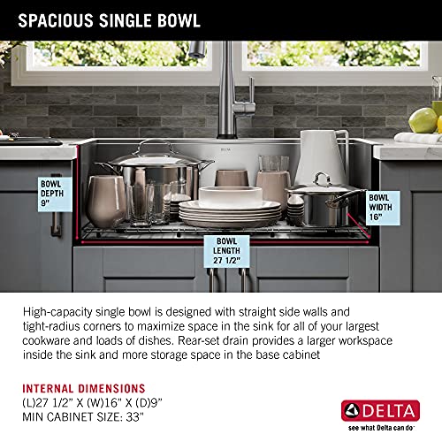 DELTA FAUCET Rivet 30-Inch Workstation Kitchen Sink Drop-In Top Mount 16 Gauge Stainless Steel Single Bowl with WorkFlow Ledge and Chef’s Kit of 5 Accessories, 95A931-30S-SS - image 7