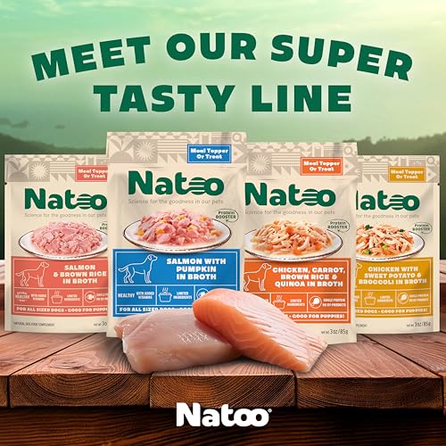 Image of NATOO Dog Food Topper Variety Pack, 4 Flavors, 3oz Pouches, 12 Pack | For Picky Eaters, Protein Boost Mix-Ins, Wet Meal Toppers, Limited Ingredient, For Dogs and Puppies