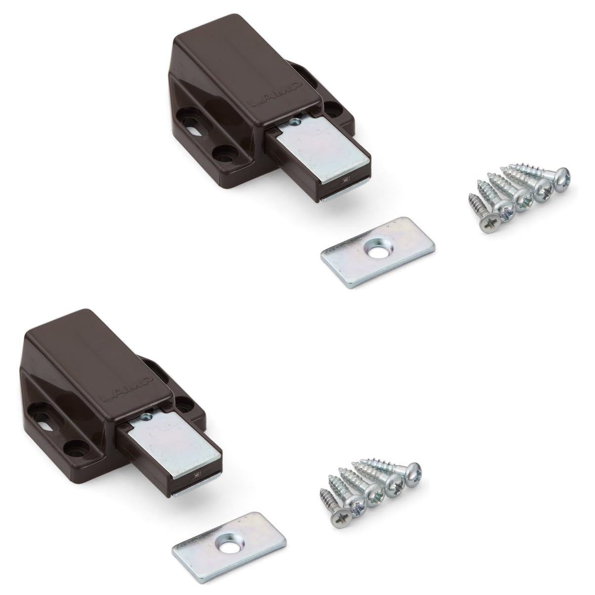 Loquets magnétiques performants ML-80BR marron 38 mm pour placard - Lot de 2