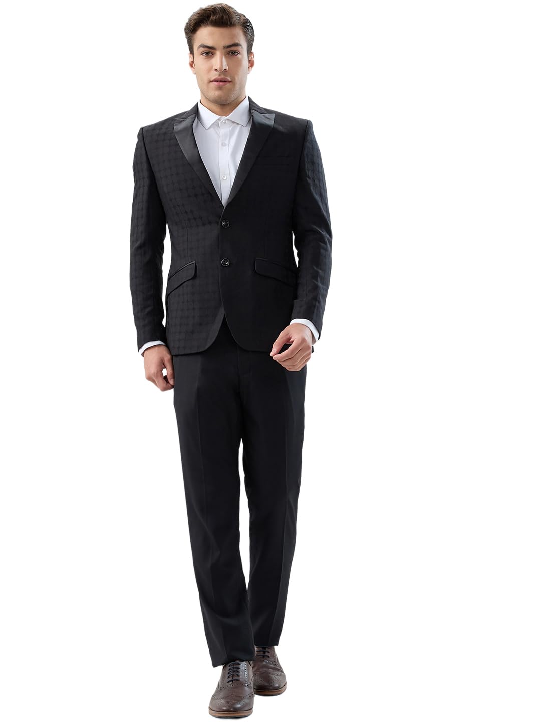 park avenue Men Super Slim Fit Jacquard Pattern Terry Rayon Blend Peak Lapel Full Sleeve Ceremonial Suit-picture-23