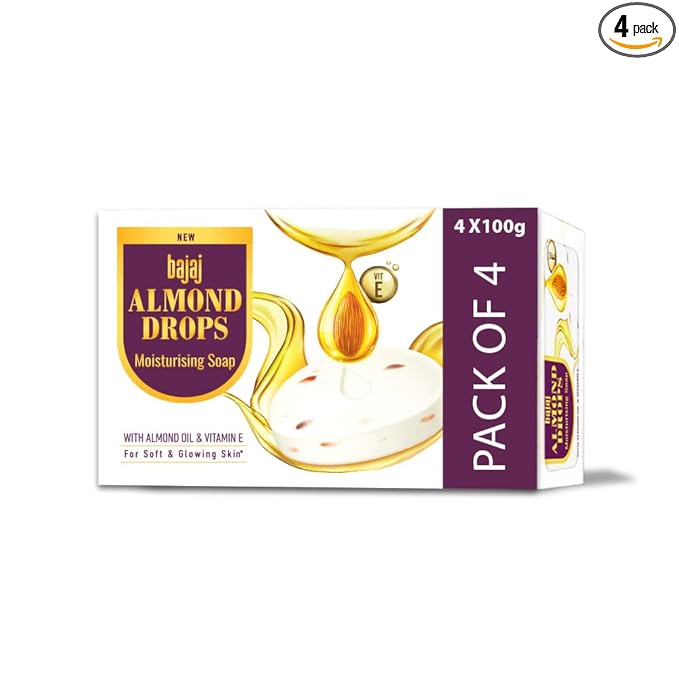 Bajaj Almond Drops Moisturising Soap with Almond Oil and Vitamin E 100gm*4 (400gm) at Rs. 163