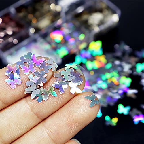 Holographic Butterfly Nail Art Glitter Sequins 3D Chunky Flakes Sparkly Laser Butterflies Glitter For Acrylic Nail Design Manicure Paillettes Ultrathin Face Body Decoration Accessories #TOP5