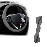 GRQ ハンドルカバー 車用 軽自動車 シリコン 冷感 ハンドル 保護カバー 傷防止 滑り止め 汚れ防止 簡単装着 普通車 ステアリングカバー 夏対策 多車種対応 多色 (グレー)