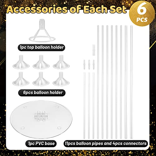 Image of JOYYPOP 6 Sets Balloon Stand Kits, Balloon Sticks with Base Table Balloon Holders Centerpieces for Graduation Wedding Baby Shower Birthday Party Decorations