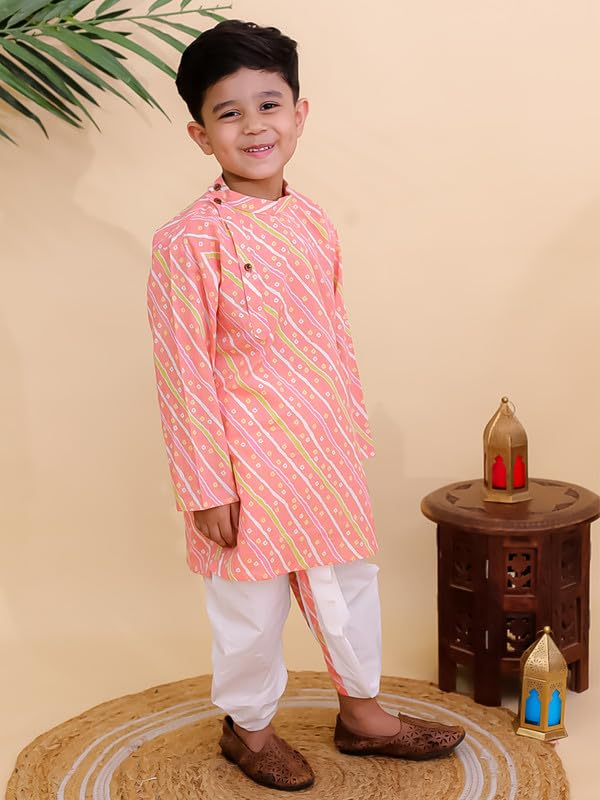 Image of superminis Boys Cotton Solid Jacket, Kurta Dhoti Set