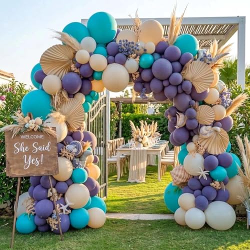 Image of Teal Balloons Turquiose Double Stuffed Balloon Garland Arch Kit Latex Different Sizes For Birthday Baby Shower Dolphin Mermaid Engagement Anniverasry Party Decoration | Turquiose Teal Blue Balloon Garland Kit For Birthday Baby Shower Dolphin Engagement Anniverasry Party Decoration