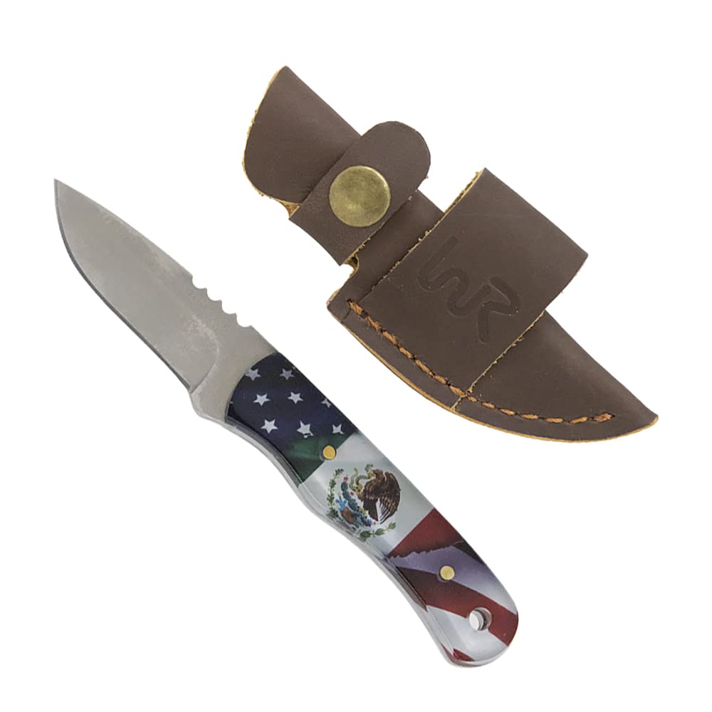WHISKEY BENT HAT CO. Skinner 440 Steel Fixed Blade Knife w/Leather Sheath (Heritage)