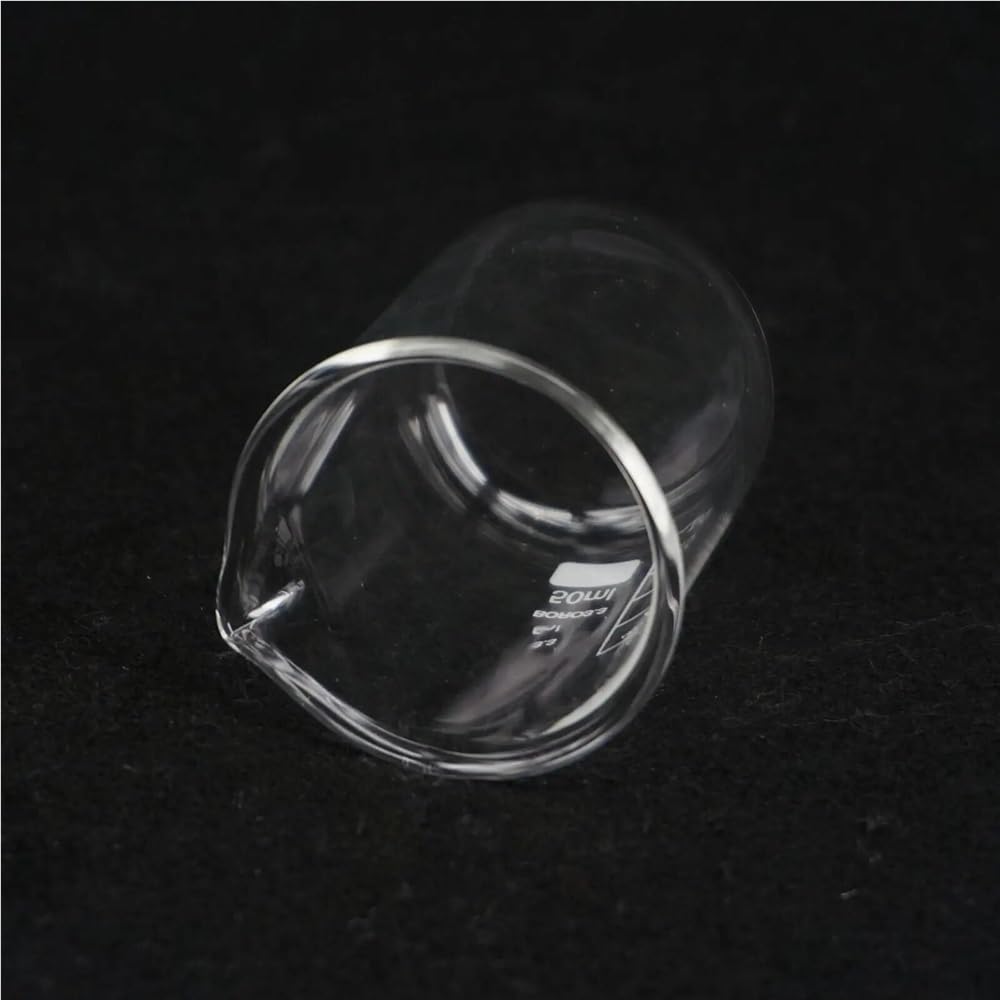 Vaso de precipitados de Vidrio de 50 ml con Pico, Vaso de precipitados de borosilicato de Forma Baja, Vaso medidor de Vidrio Espesado para Laboratorio (1 Unidad)
