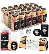EDELHAUS Square Spice Jars with Bamboo Wooden Lid (Pack of 24) Spice Jars with Shaker Insert and...