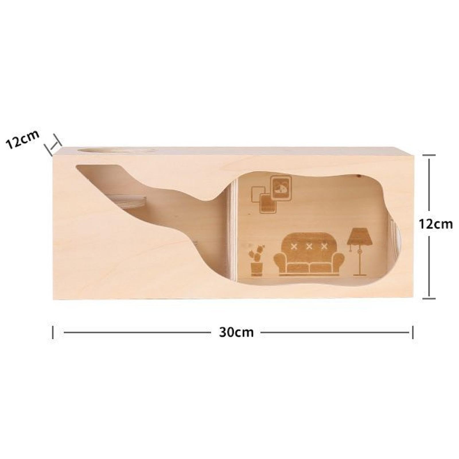 Hamster Abri en Bois pour Petits Animaux Habitat Cabane Cachette Tunnel Aire de Jeux Respirant Adaptée Hamster Souris Gerbille Logement Intérieur, L